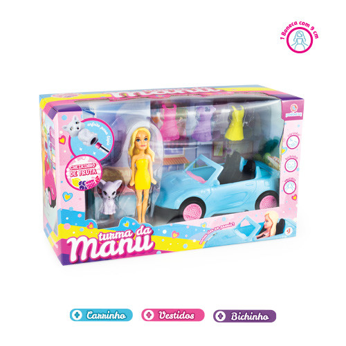 Kit Turma Da Manu Boneca Cheirinho Frutas com Carrinho e Acessórios Colecionáveis