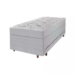 Box Baú Solteiro Mola Ensacada Firme Cama Auxiliar D28 Linho Grafite 120kg 88x188cm