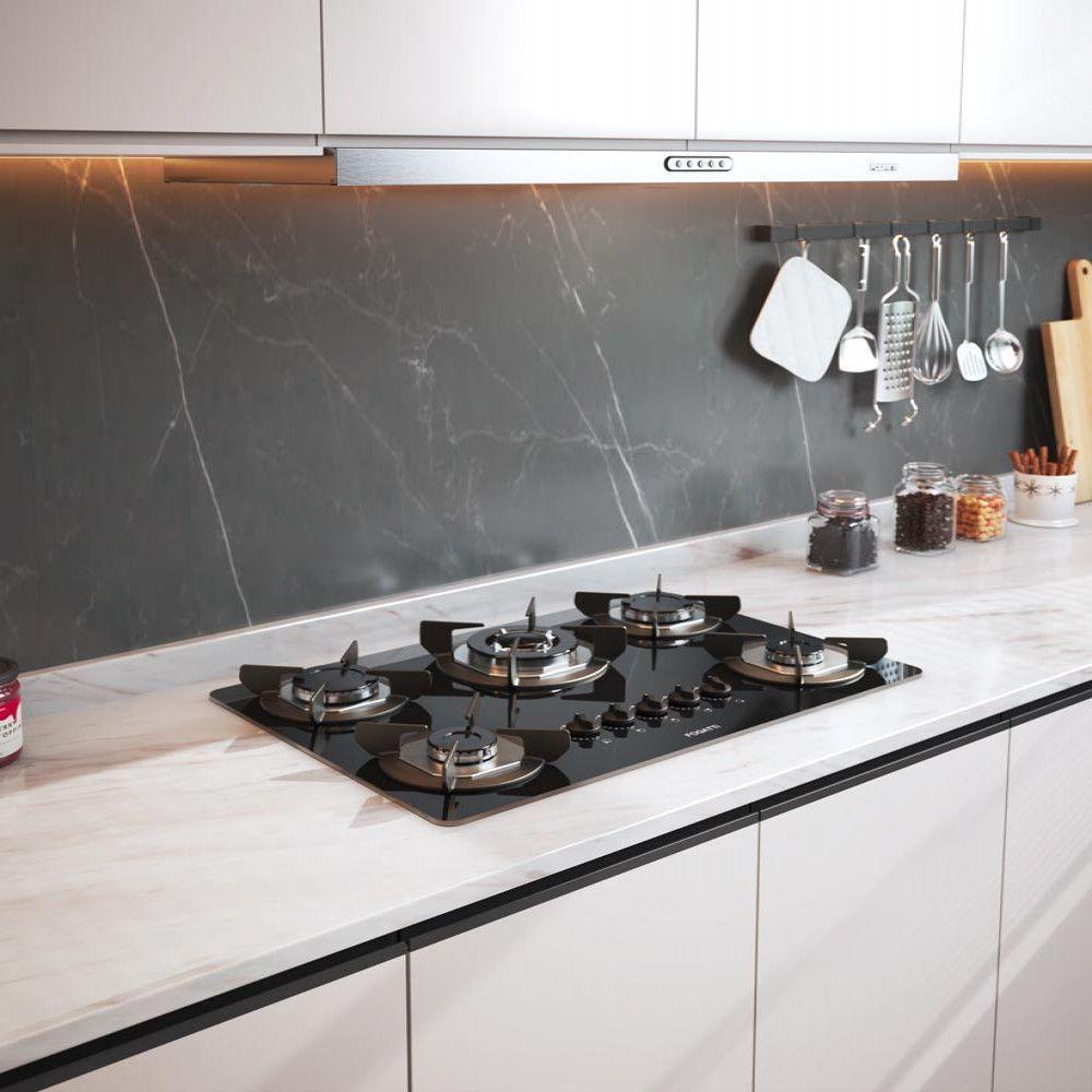 Cooktop Fogatti Safe 5 Bocas Tripla Chama GLP Preto Bivolt