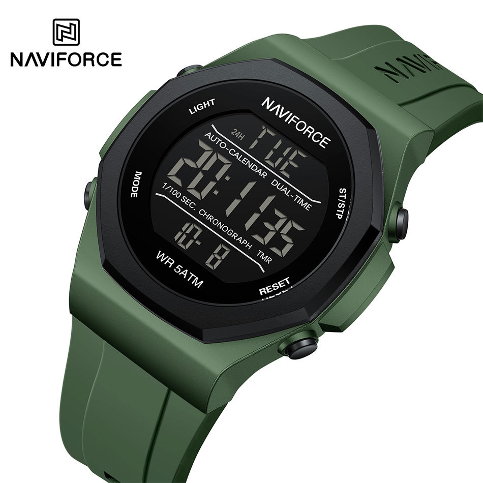 NAVIFORCE NF7117 Relógio Esportivo Para Homens Digital Militar Cronômetro Luminoso Data Semana De Pulso Masculino À Prov