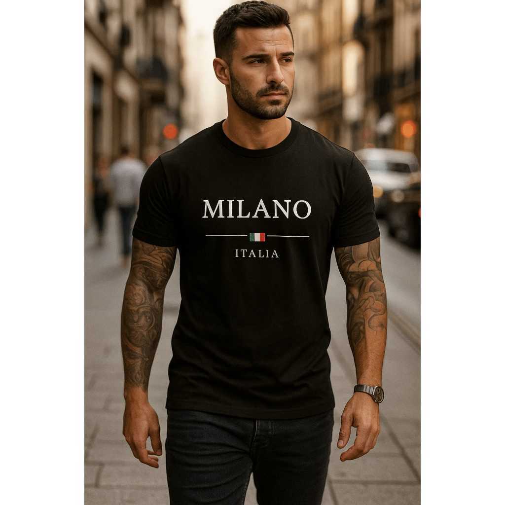 Camiseta Masculina Milano Blusa 100% Algodao Camiseta Malha Premium Milano Italia Malha Confortavel
