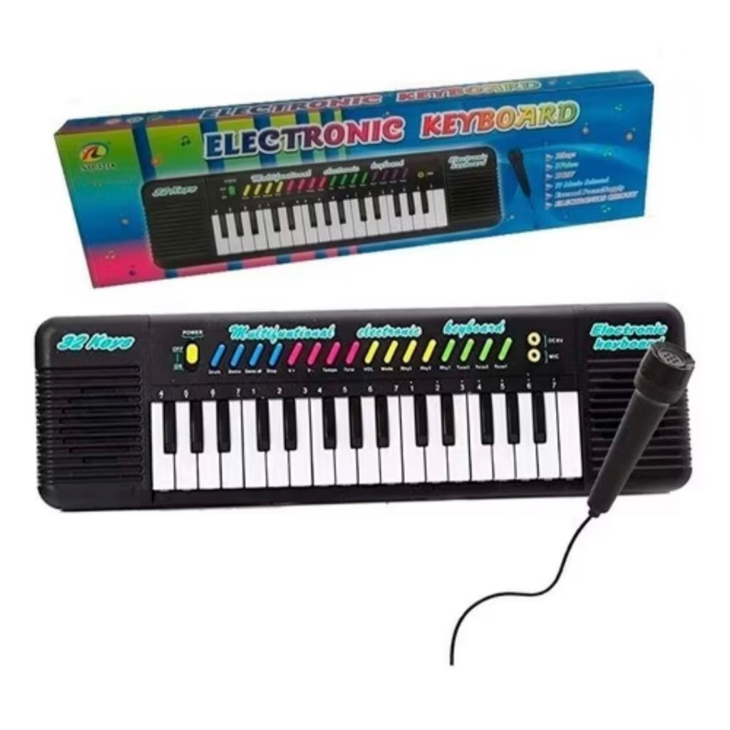 Teclado Piano Infantil Musical com Microfone | Brinquedo Educativo Som e Luz