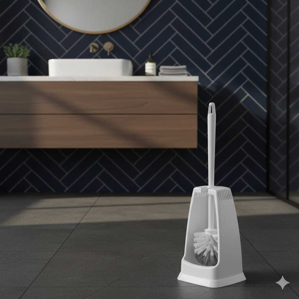 Escova para Vaso Sanitário com Suporte Plástico – Higiene Fácil e Design Moderno