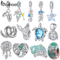 Contas Soltas Com Tema Oceano Bamoer , Amuletos De Vidro Marinho De Prata 925 Para Fazer Pulseiras DIY , Estéticas De Fé