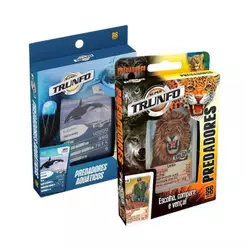 Kit 2 Jogos Super Trunfo Predadores e Predadores Aquáticos Grow com 32 Cartas Cada
