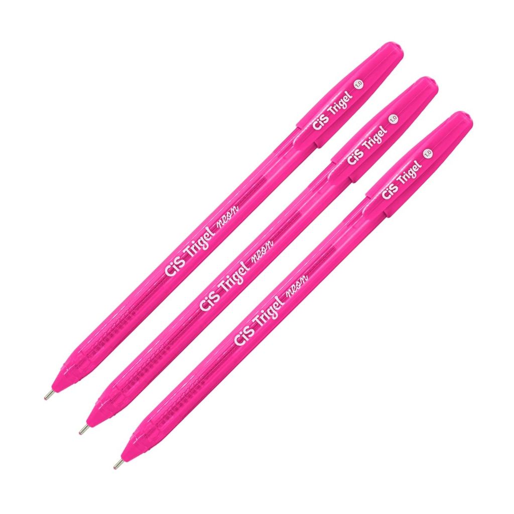 Kit 3 Canetas Gel Escolar Trigel Glitter Pink Neon Ponta 1.0 Conjunto Lettering Detalhes Colorido