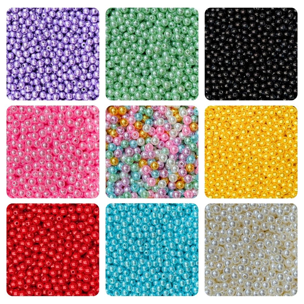 Pérola 8mm ABS 8mm 100 Unidades Miçangas Inteira Furo Passante Artesanato Bijuteria em Oferta na Shopee