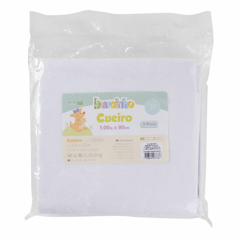 Kit Cueiro Bebê Liso Branco  03 Peças 100cm x 80cm Algodão em Oferta na Shopee