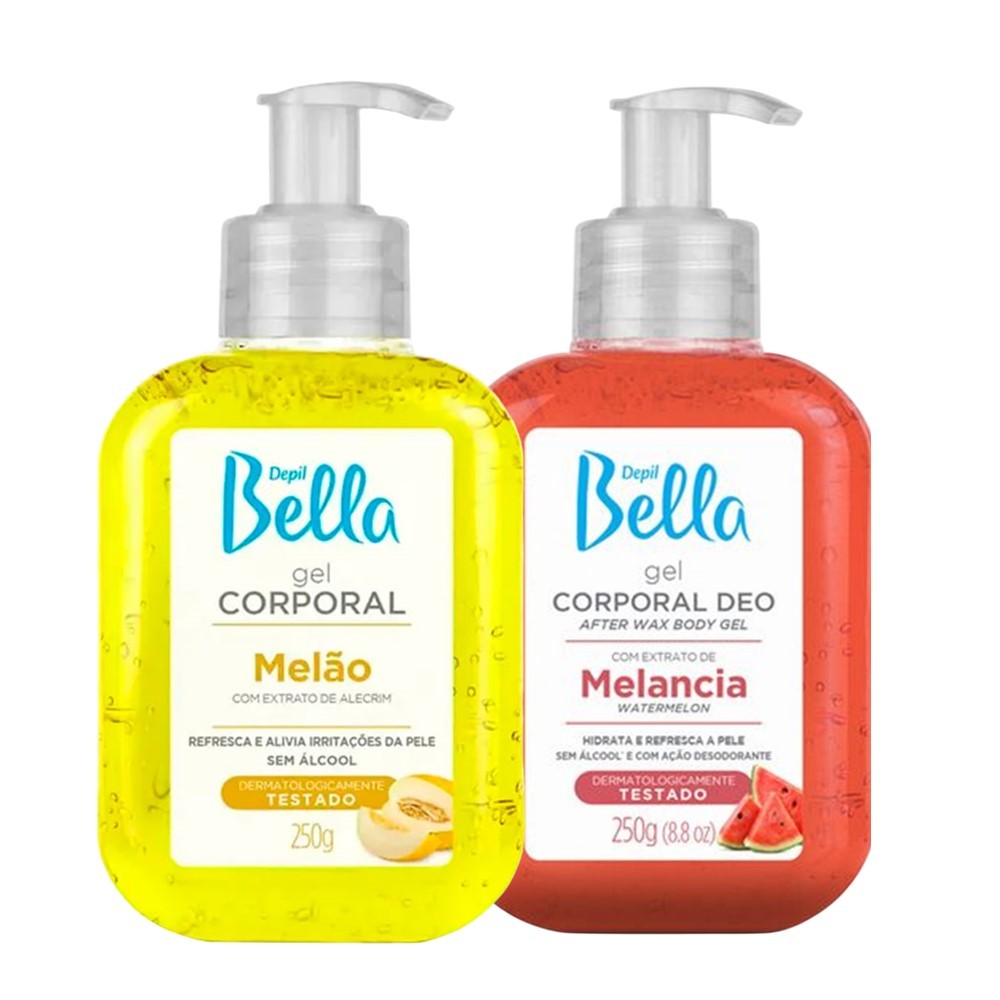Kit 2 Gel Pós-Depilação Pós Sol Corporal Melão e Melância Depill Bella 250g