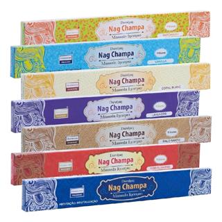 Kit Incenso 7 Caixinhas Nag Champa Darshan Sem Carvão 70 Varetas Totais Aprox. Massala 15g Cada em Oferta na Shopee