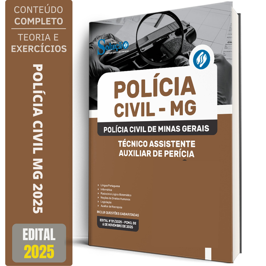Apostila Concurso PC MG 2025 - Técnico Assistente - Auxiliar de Perícia em Oferta na Shopee