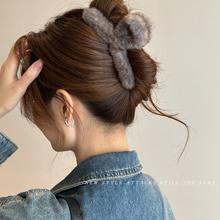 Grampo de cabelo de pelúcia feminino grande grampo de cabelo de pelúcia volta cabeça grampo de cabelo High-End tubarão c