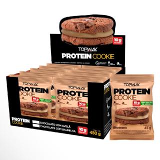 Cookies com proteína chocolate e avelã 45g topway caixa com 10 unidades em Oferta na Shopee