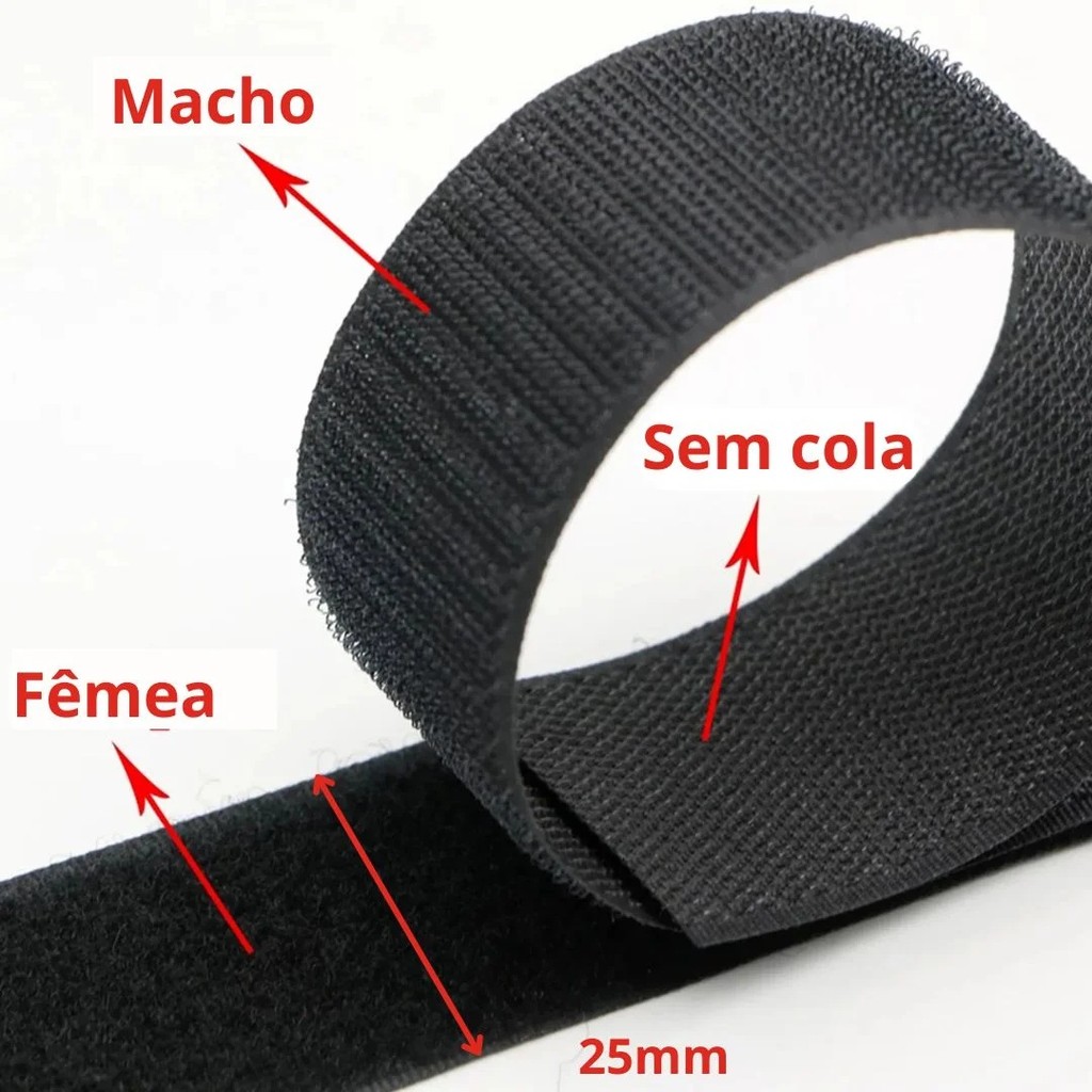 Rolo de Velcro Alta Fixação Fecho de Contato 25mm - 5 / 3 / 1 metro em Oferta na Shopee