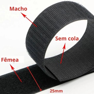 Rolo de Velcro Alta Fixação Fecho de Contato 25mm - 5 / 3 / 1 metro