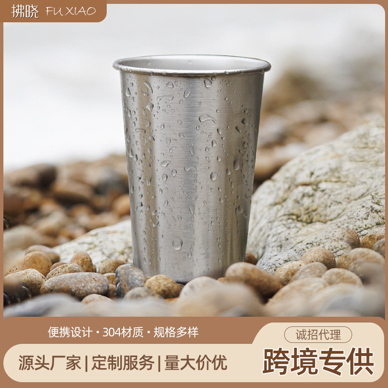 304 Copo de Cerveja Copo de Aço Inoxidável Copo de Borda Enrolada Copo de Café Copo para Camping ao Ar Livre Copo para C
