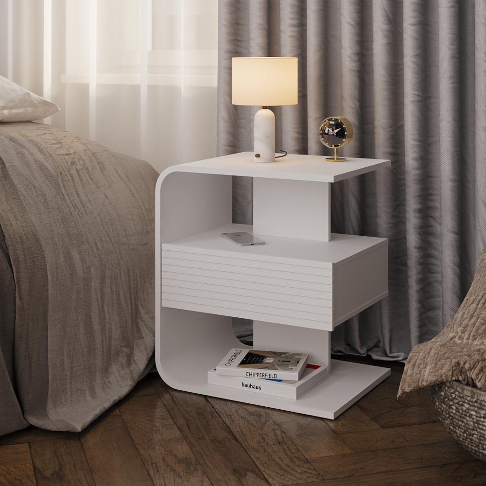 Mesa de Cabeceira 1 Gaveta e Nichos Moderna Mesa Lateral de Cama Celta - ViaNossa em Oferta na Shopee
