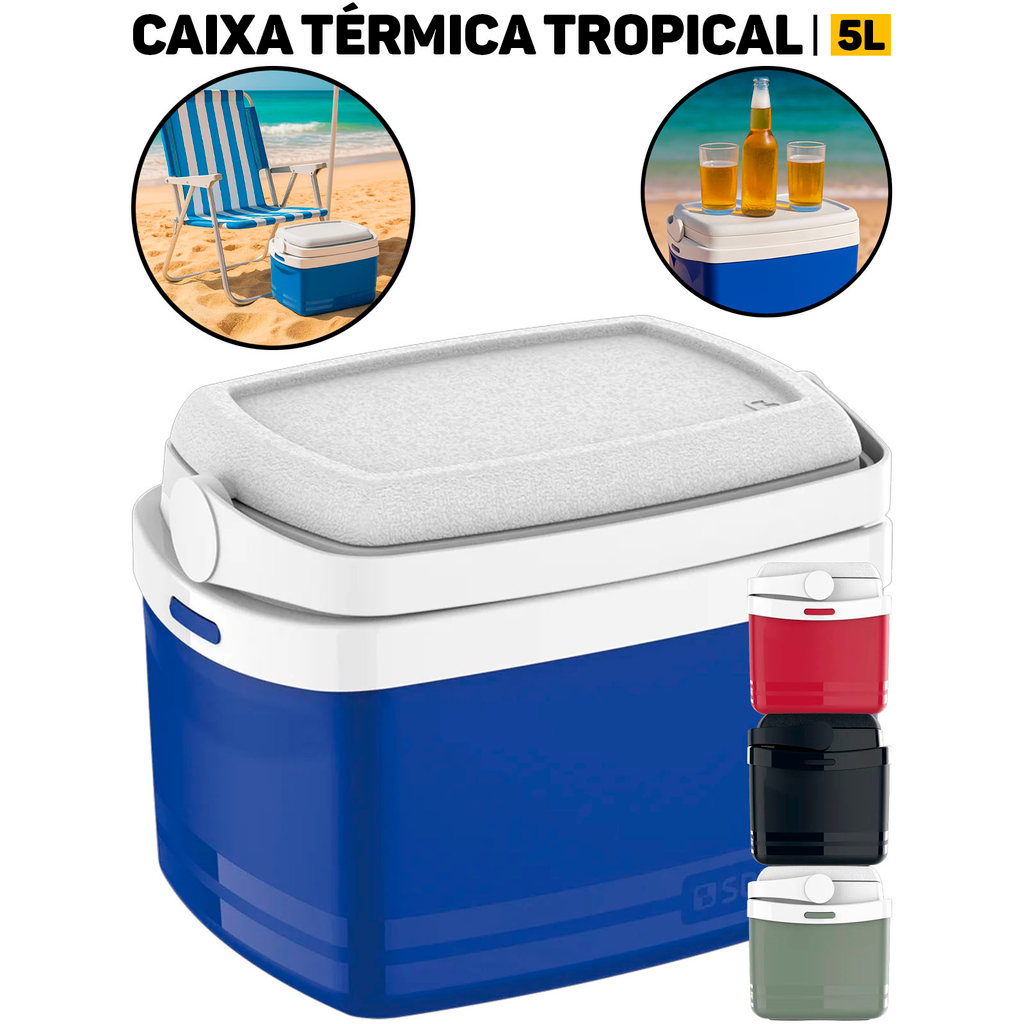 Caixa Térmica Tropical 5L Cooler Soprano Compacta Portátil P/ Lanches Bebidas Praia Camping	