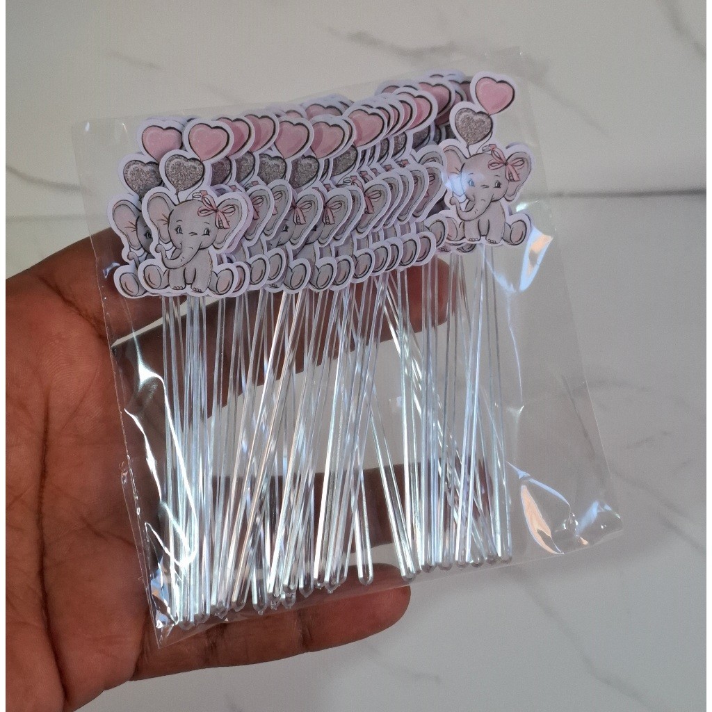 30 Topos para docinhos decoração Tema Elefantinho Rosa - Decoração chá de bebê Elefante Rosa