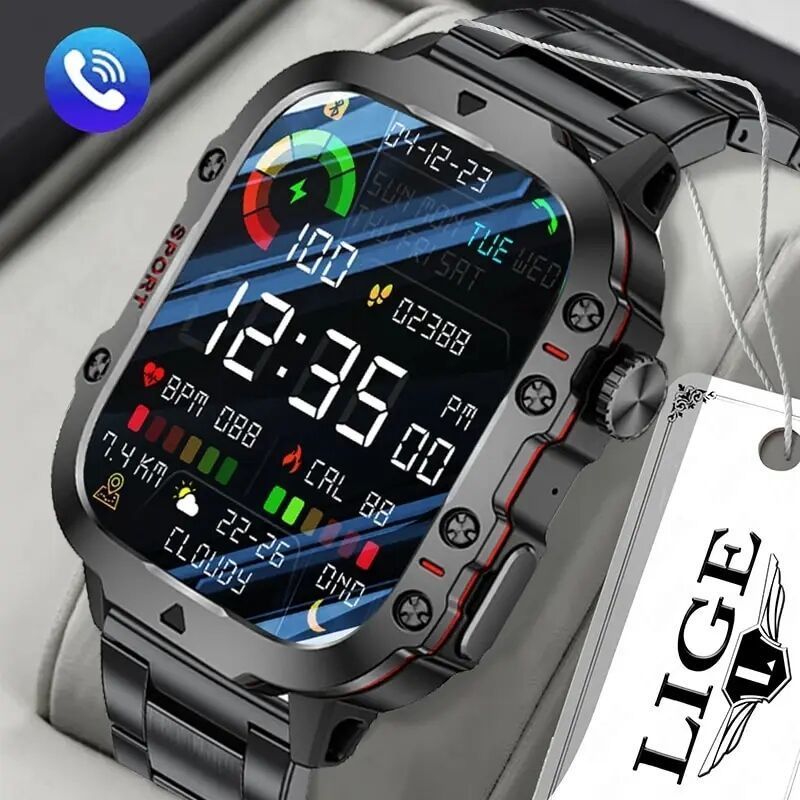 Relógio Esportivo Smartwatch Homens À Prova D'água Chamada Bluetooth 420mAh Monitoramento Da Saúde IP68