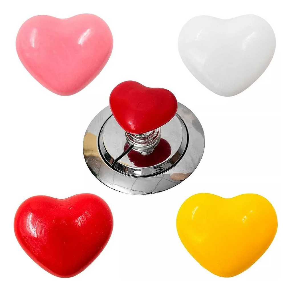 Kit C/ 3 Botões Puxador Coração Descarga Armário Decoração em Oferta na Shopee