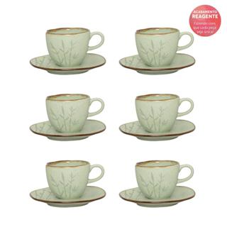 Conjunto de 6 Xícaras Grandes 220ml Com Pires Ryo Bambu em Oferta na Shopee