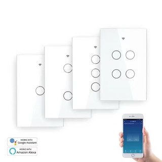 Interruptor inteligente WiFi Tuya toque de parede (1/2/3/4 grupos) compatível com Alexa Google Home
