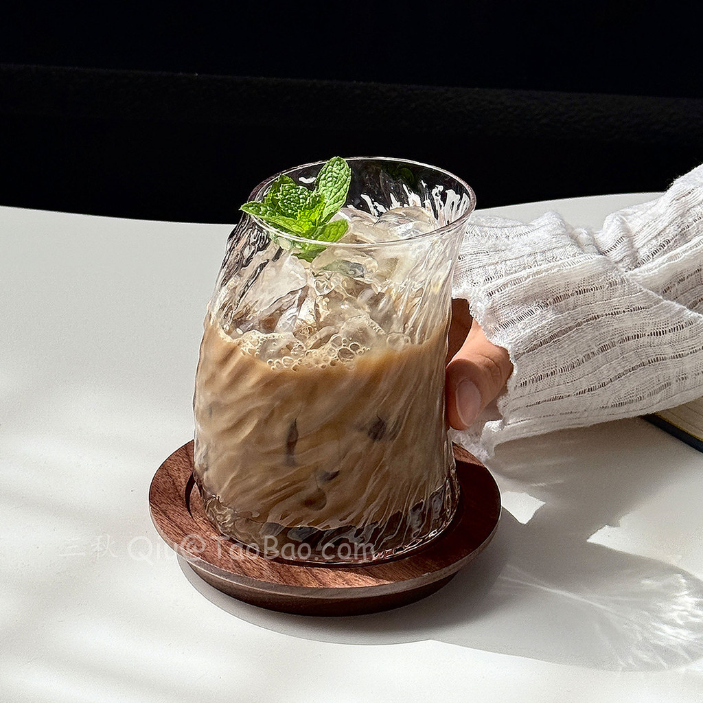 Copo de Vidro de Design Único Copo de Bebida Fria Copo de Americano Gelado Copo de Latte Copo de Café Vintage Copo de Co