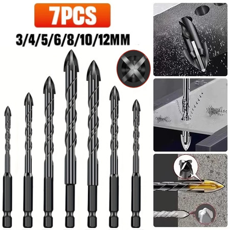 Kit 7 Brocas de carboneto Triangular Titânio Profissionais 3-12mm Para Fura Tudo em Oferta na Shopee