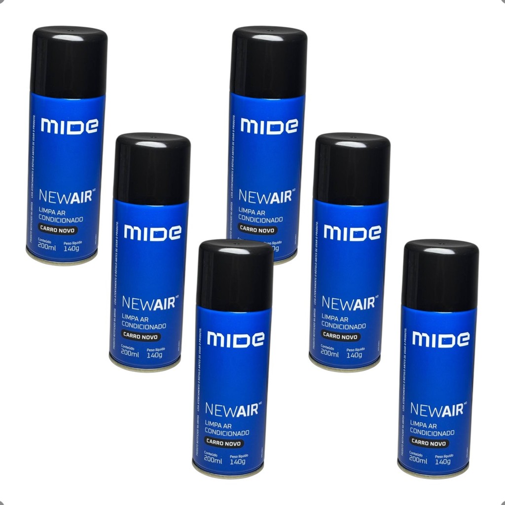 Kit 6 Higienizador De Ar Condicionado Mide Parts New Air Granada 200ml Universal Automotivo