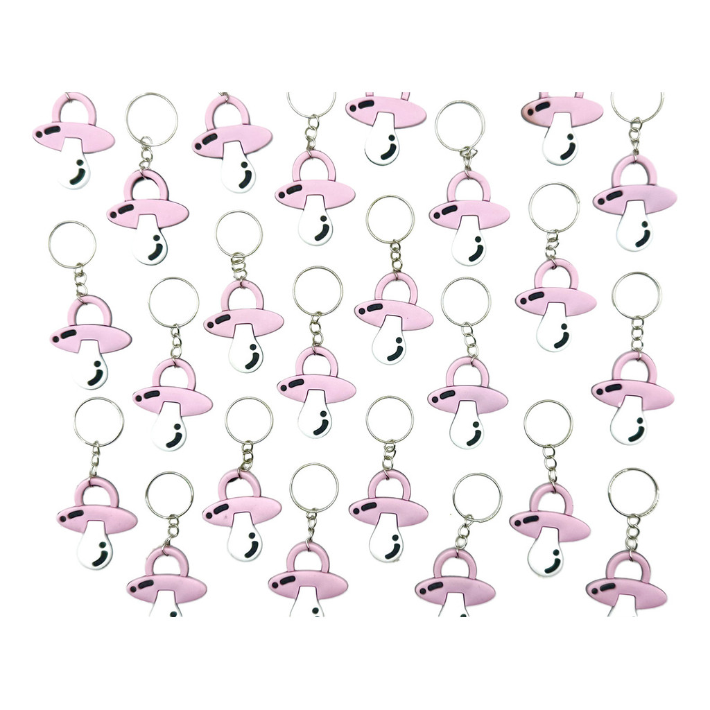 Chaveiro Chupetinha Rosa 10un Chá Revelação Mimo Menina Fest