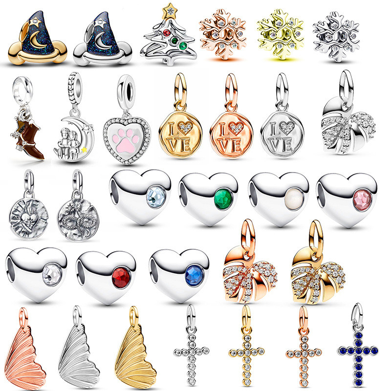 Berloque Prata 925 Pingente Charme Aço Inoxidável Jóias Contas DIY Linda Pulseira Colar Acessórios em Oferta na Shopee