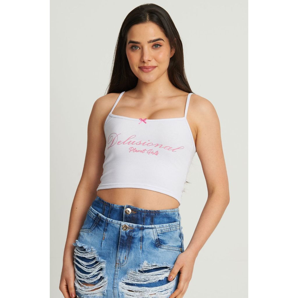 Regata Feminina Delusional Planet Girls Branco em Oferta na Shopee