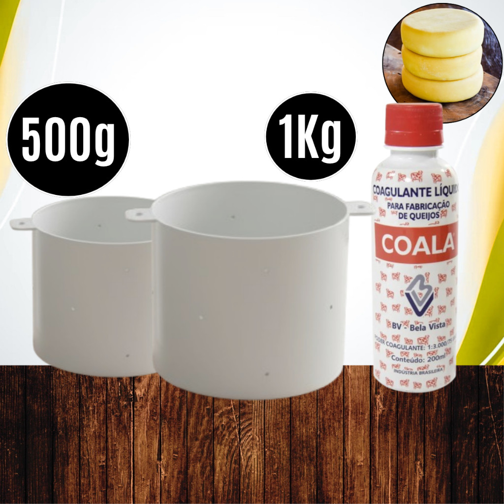 Cx c/ 02 Formas (500g + 1kg) OPUSPLAST + Coalho BV 200ml p/ Queijo Minas Frescal Requeijão Ricota em Oferta na Shopee