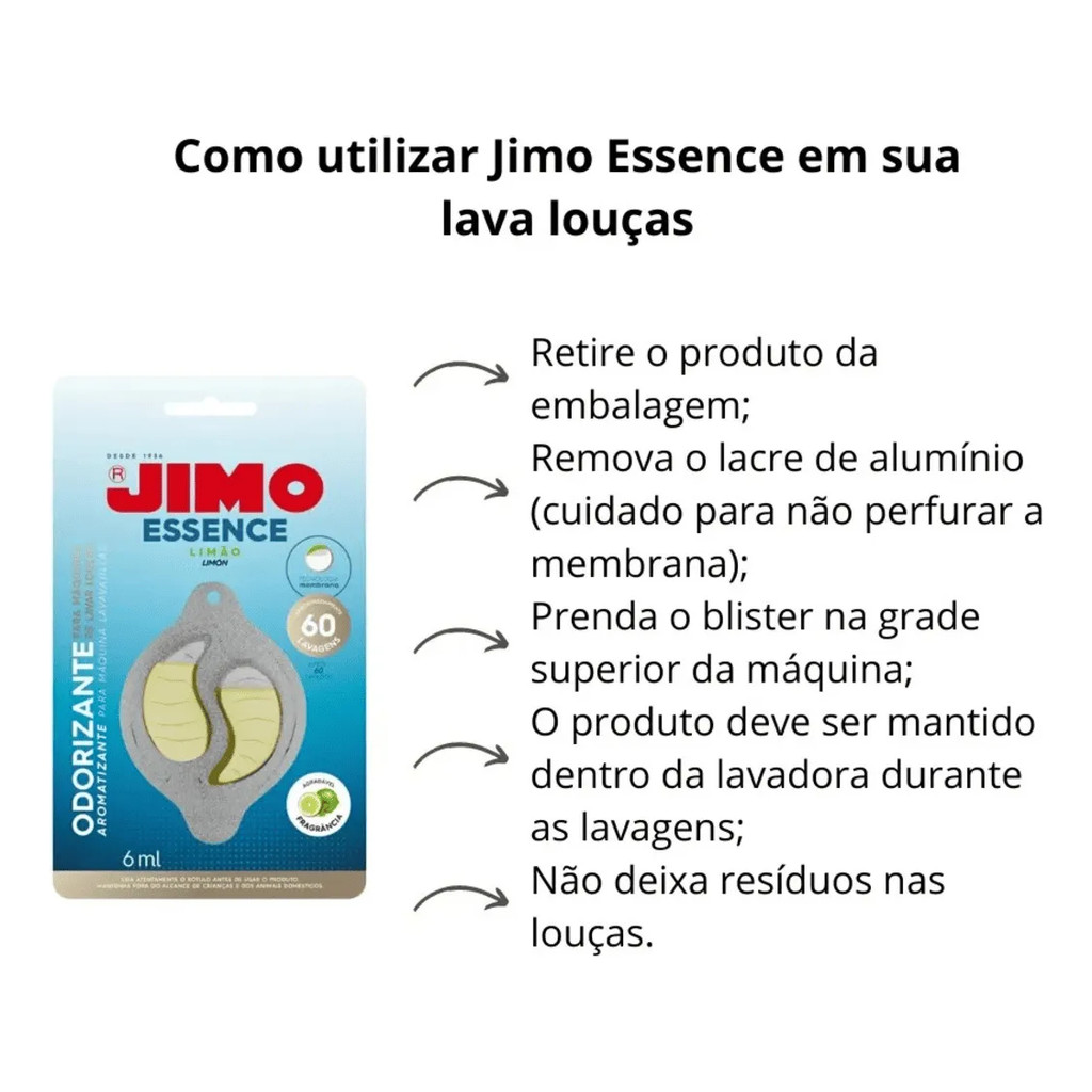 Odorizante Jimo Essence Limão 6ml Para Máquina de Lavar Louças – Aroma Fresco Até 60 Lavagens — imagem 2 de 2