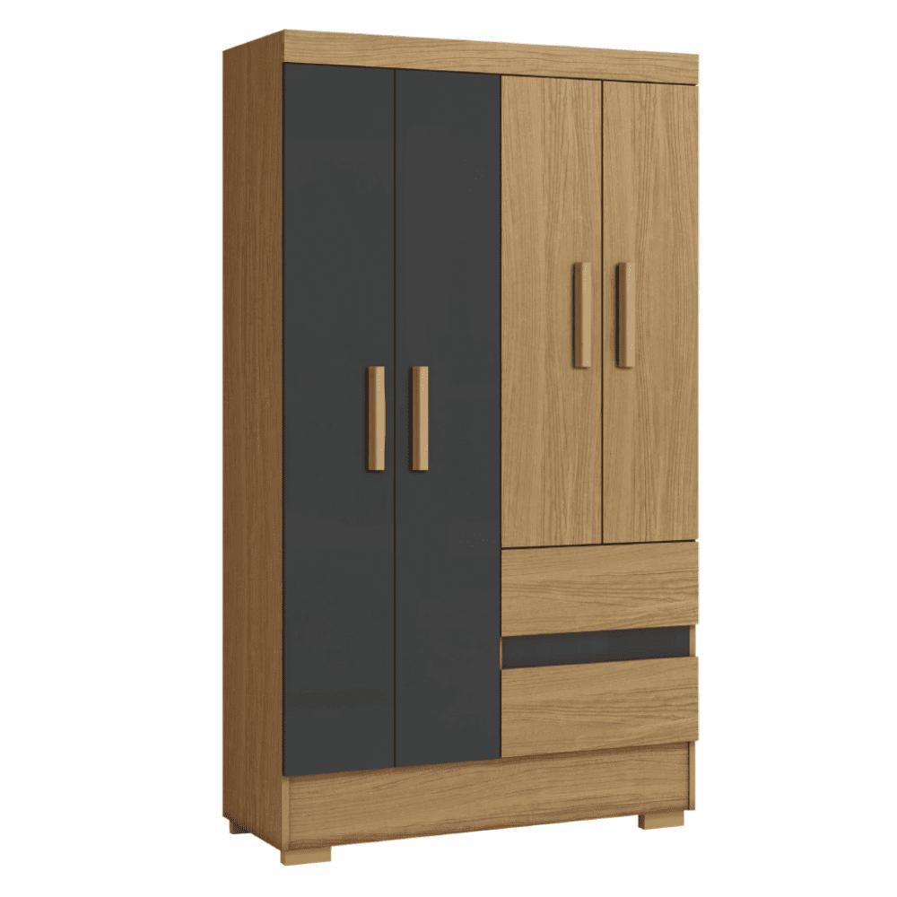 Guarda Roupas Solteiro 4 Portas 2 Gavetas Atacama / Grafite Coimbra Aramóveis em Oferta na Shopee