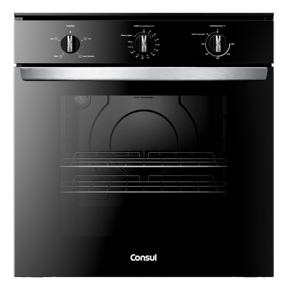 Forno Elétrico de Embutir 84 Litros Consul COB84BE Timer Autodesligamento e Grill Preto 220V