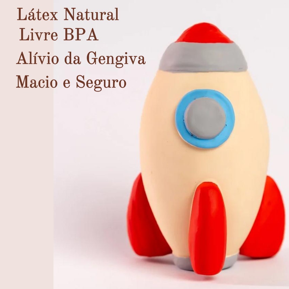 Mordedor Para Bebê Textoy Formato Foguete Látex Natural 4M+ em Oferta na Shopee