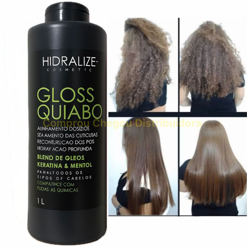 Progressiva Gloss Quiabo Hidralize 1Litro ALISA MUITO Redutor De Volume Super Resultado Progressiva