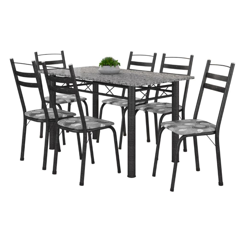 Conjunto De Mesa Itália Com 6 Cadeiras 1,40m Artefamol Granito / Dark em Oferta na Shopee