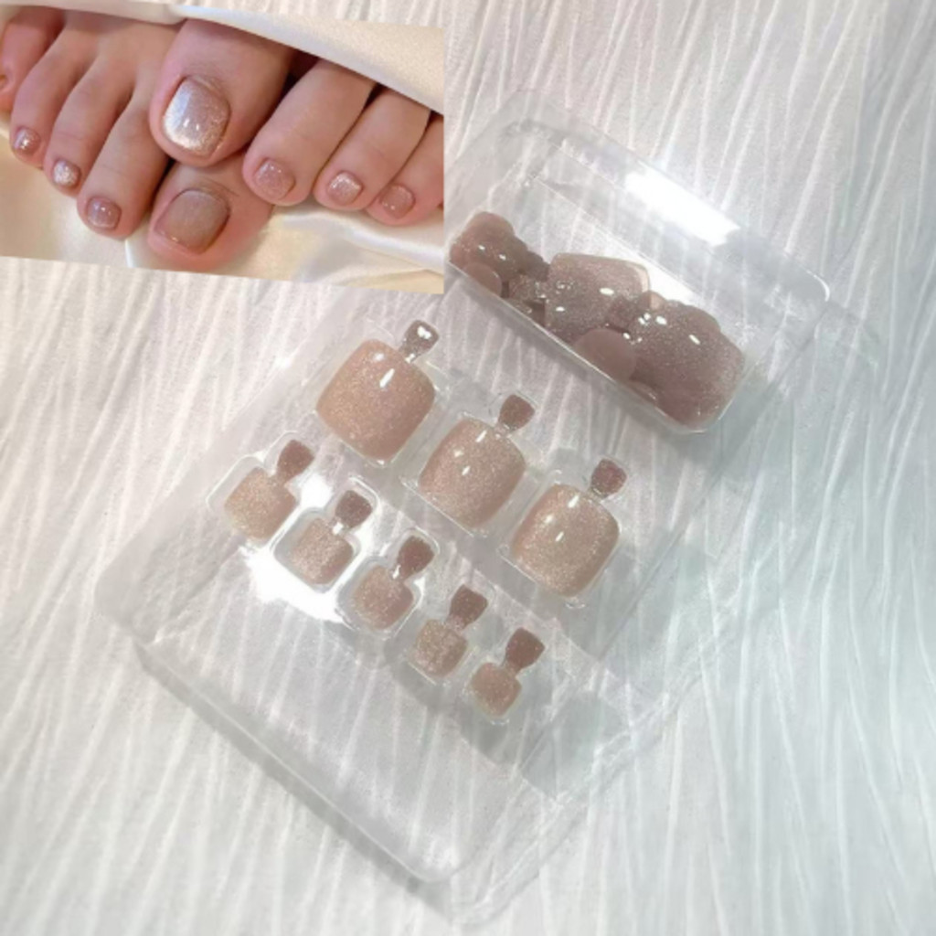 Unhas Decoradas Para Pés Refletivo Efeito Olho de Gato 24 unidades !! vi em Oferta na Shopee