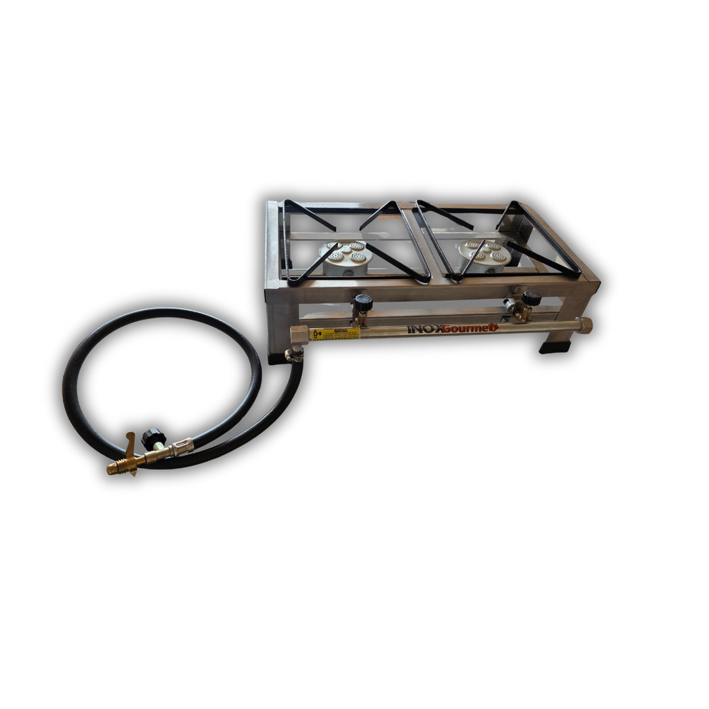 Fogão Industrial de Mesa Alta Pressão 2 boca Fogareiro para camping ou caminhoneiro