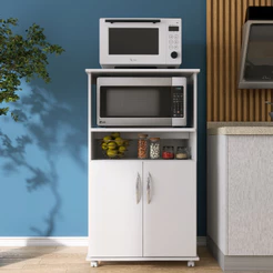 Armário Balcao 2 Portas P Cozinha Microondas Forno Multiuso Organizador Branco