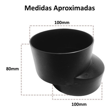 Bolsa Excêntrica Adapta Bacio DEPLASTI Deslocador Desviador Vaso Sanitário Preto 100mm