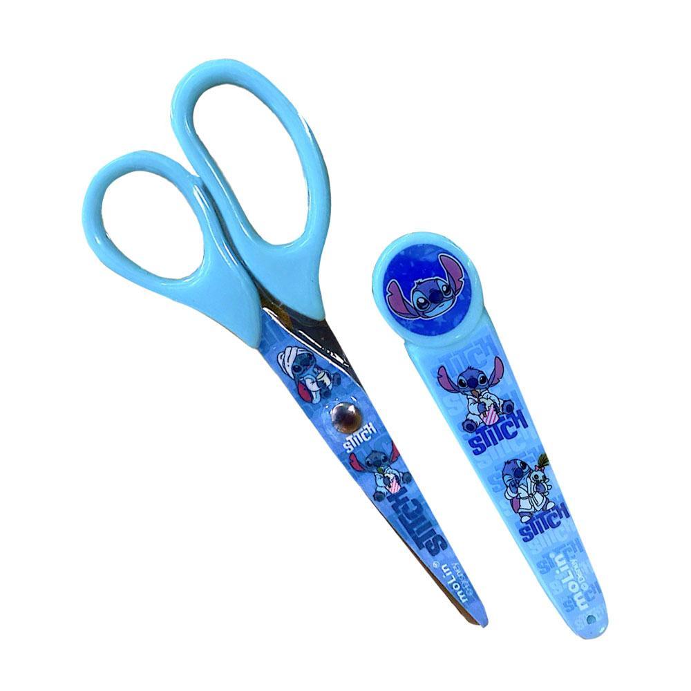 Tesoura Escolar 13.5cm c/ Protetor Stitch Azul Molin em Oferta na Shopee