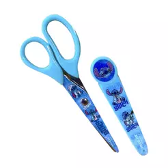 Tesoura Escolar 13.5cm c/ Protetor Stitch Azul Molin