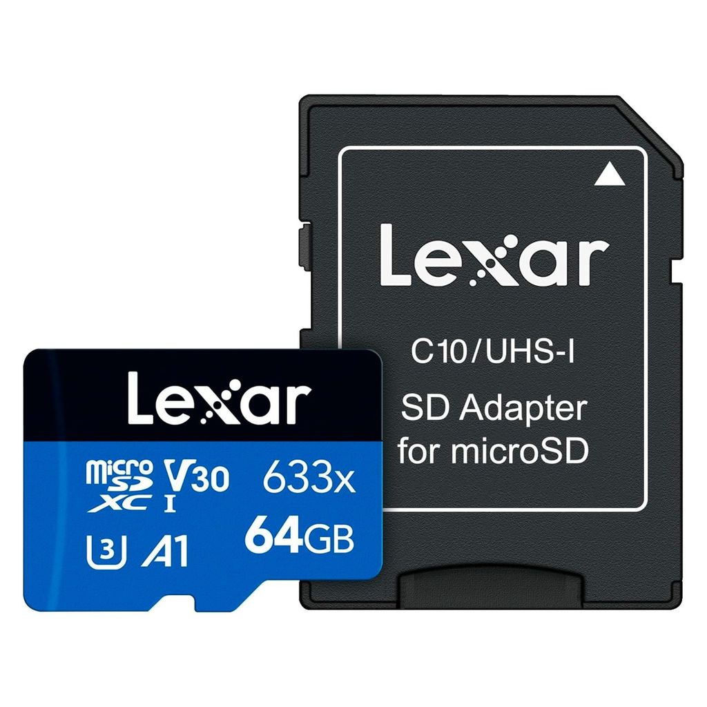 Cartão De Memória Microsd Lexar 64gb 100mb/s 633x Uhs-i + Adaptador Sd