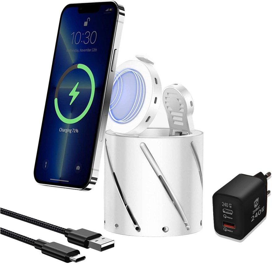 Carregador Sem Fio Compativel Com iPhone Carregamento Rápido 240w Adaptador Sucção Magnética Ângulo Ajustável