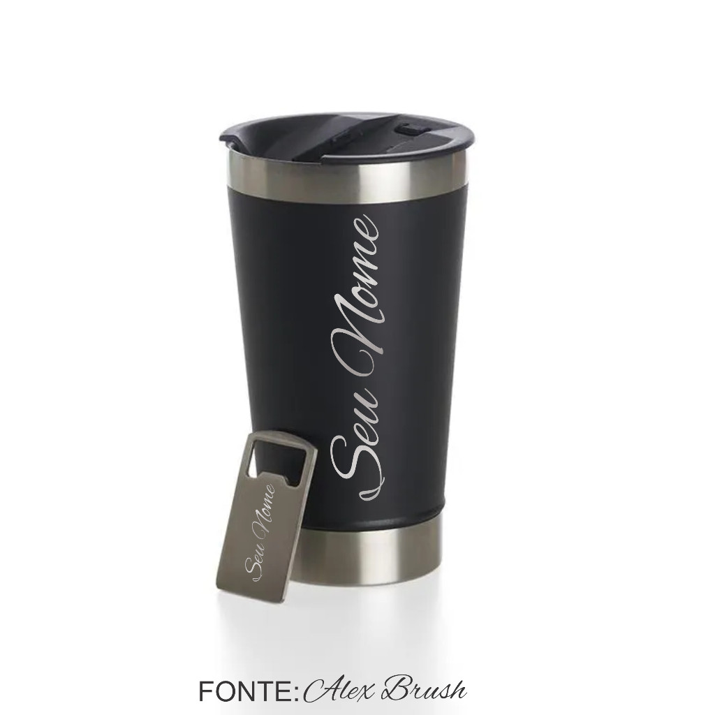 Copo Térmico Personalizado 473ml Inox com Nome a Laser - Varias Cores e Fontes