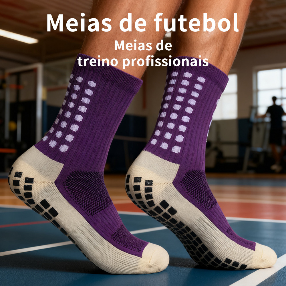 Meias Esportivas Antiderrapantes para Futebol e Basquete com Tecnologia de Ventilação Ideal para Esportes ao Ar Livre